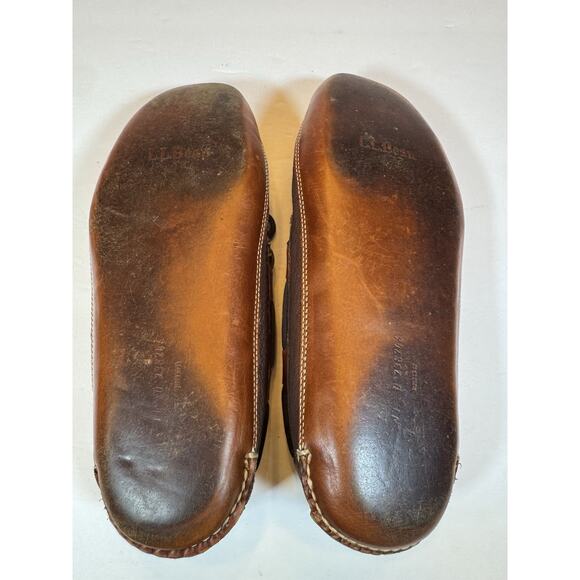 Size 11 LL Bean Bison Slippers Double Sole Leather Lined - Picture 8 of 11
